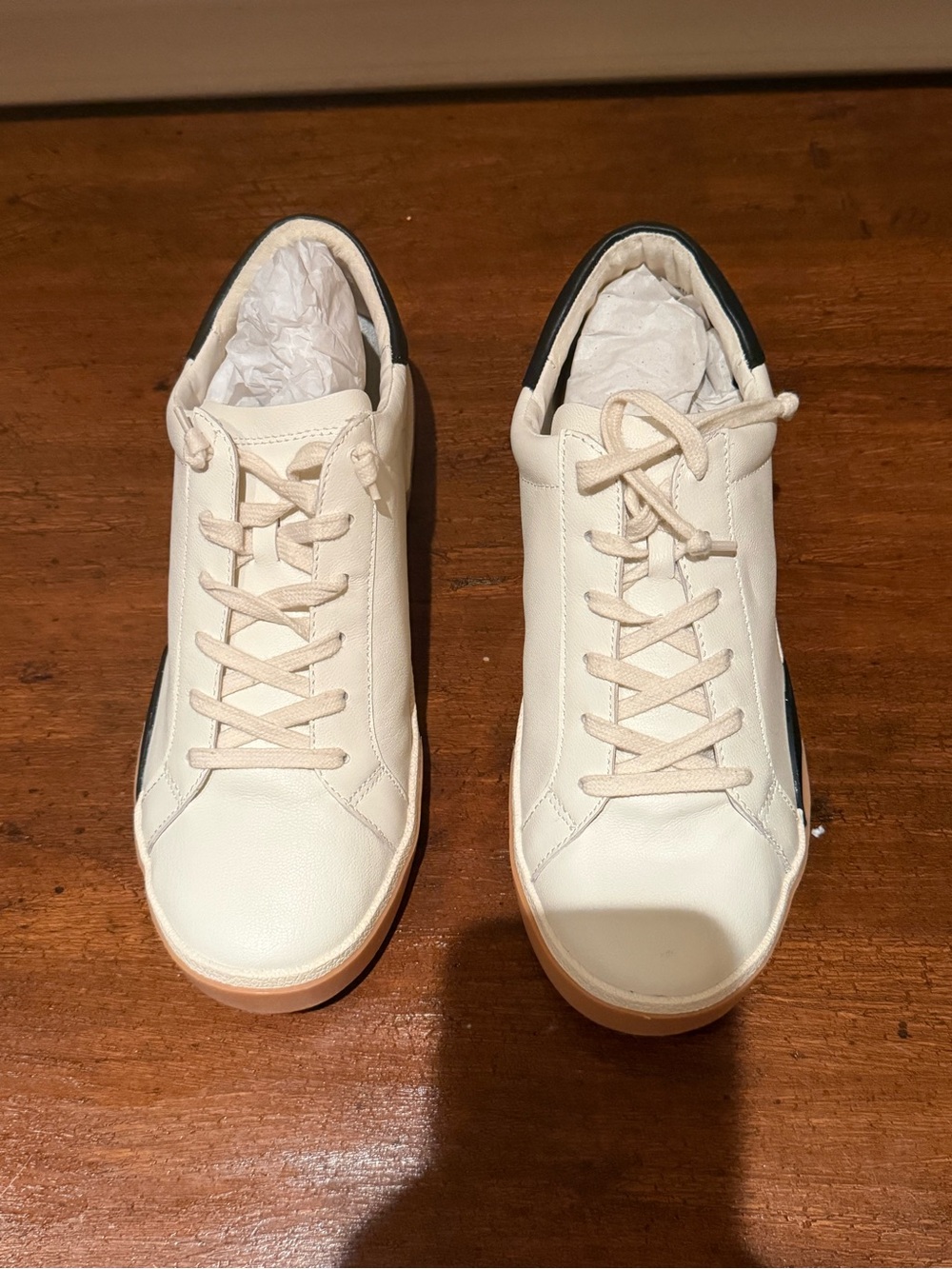 Women’s Cream Leather Lace-Up Sneakers